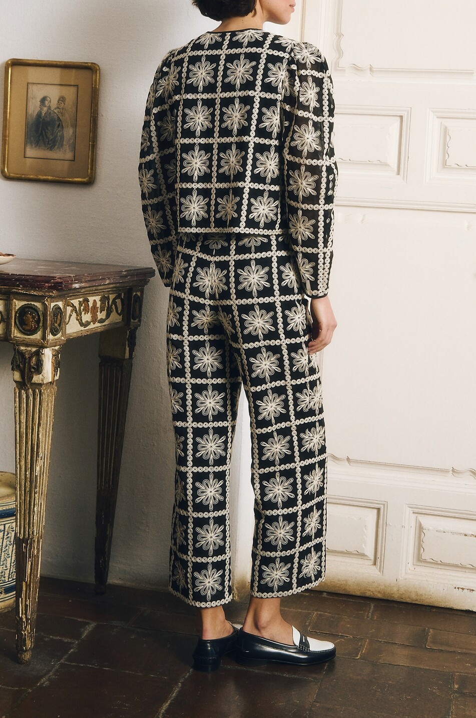 MARIA DE LA ORDEN Jonquille flower-embroidered cropped jacket Women BLACK 7