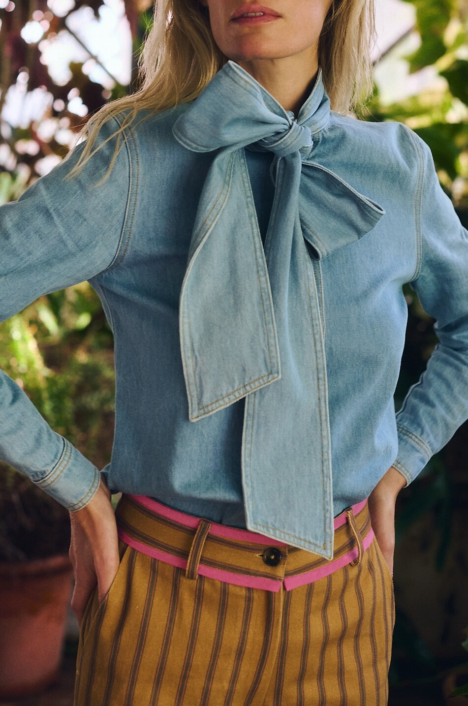 MARIA DE LA ORDEN Hemd aus Denim mit Schluppe Fairy Damen HELLBLAU 3