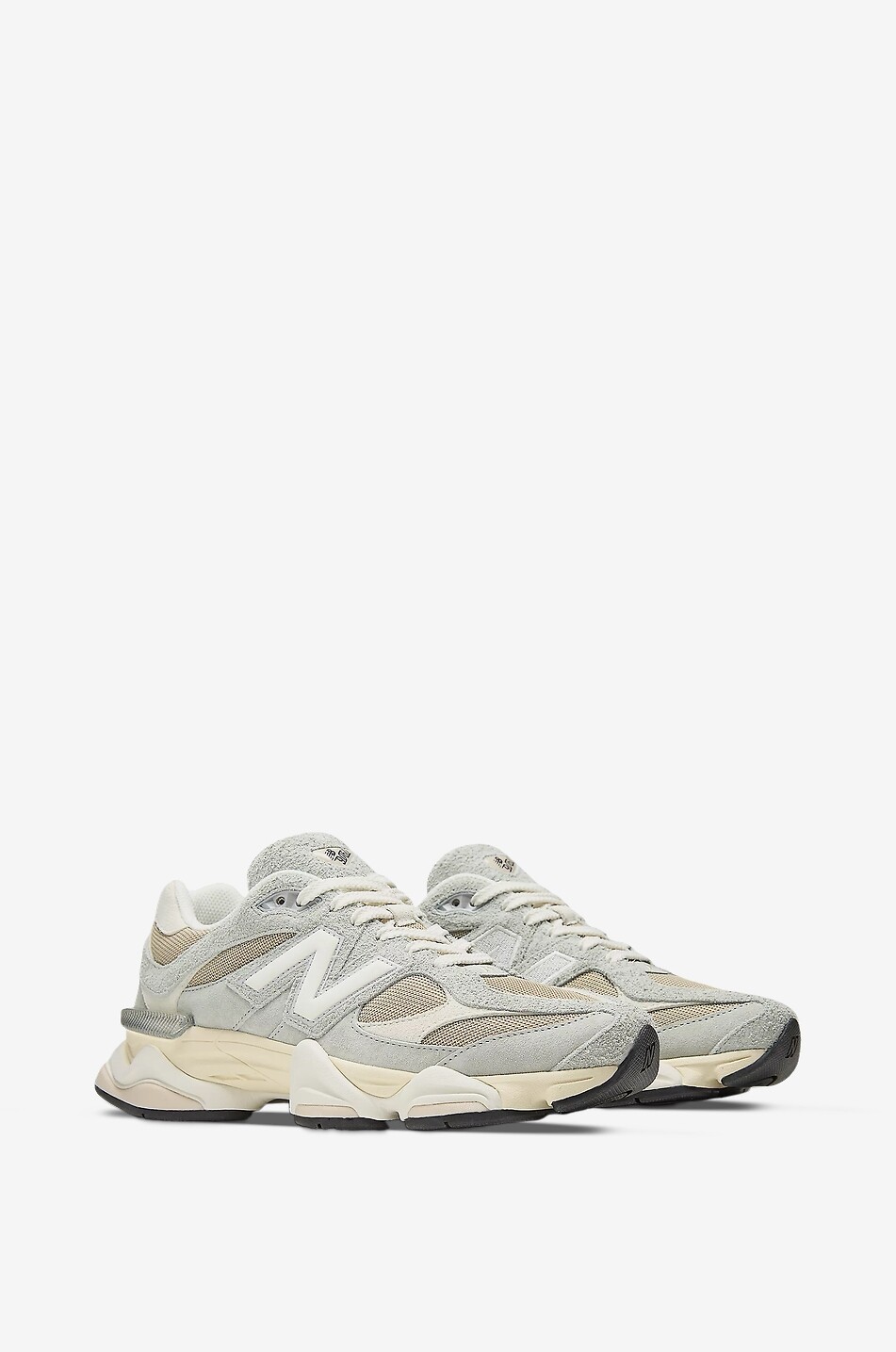 NEW BALANCE 9060 mesh and suede lace-up low-top sneakers Women LIGHT GREY 2