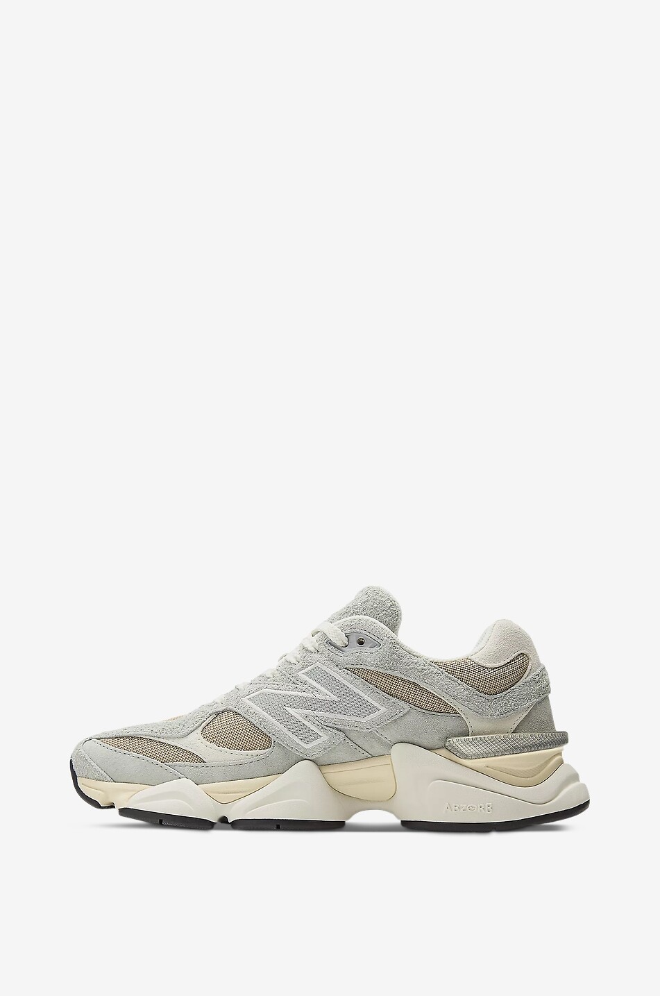 NEW BALANCE 9060 mesh and suede lace-up low-top sneakers Women LIGHT GREY 3