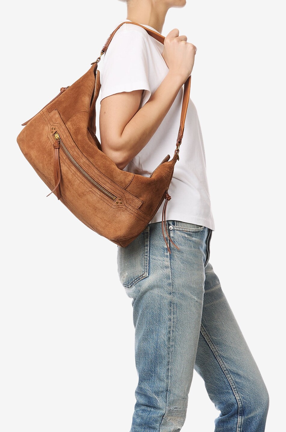 JEROME DREYFUSS Schultertasche aus Leder Lucky Hobo Large Damen HELLBRAUN 3