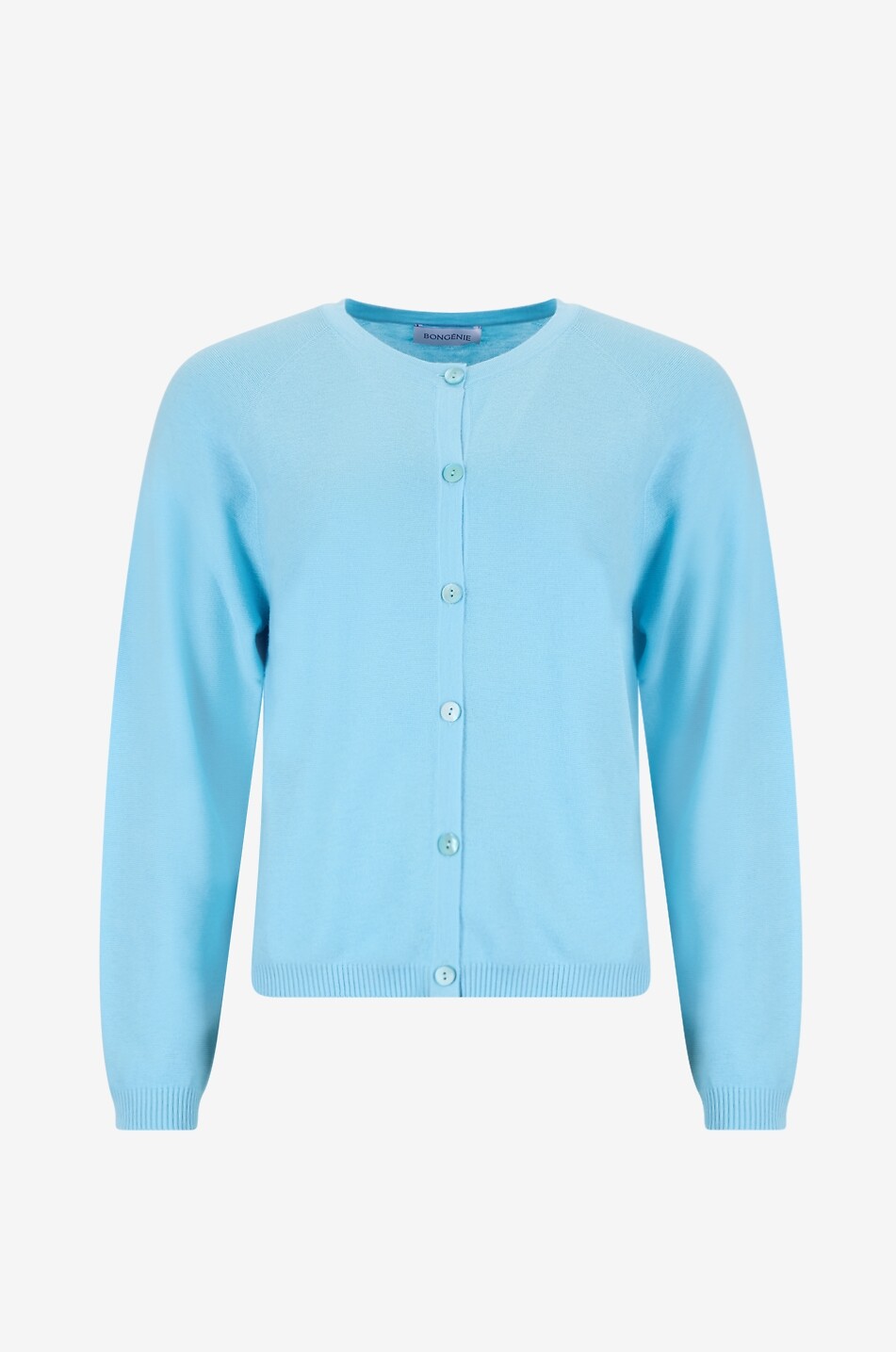 Fine button-down crewneck cotton and cashmere cardigan