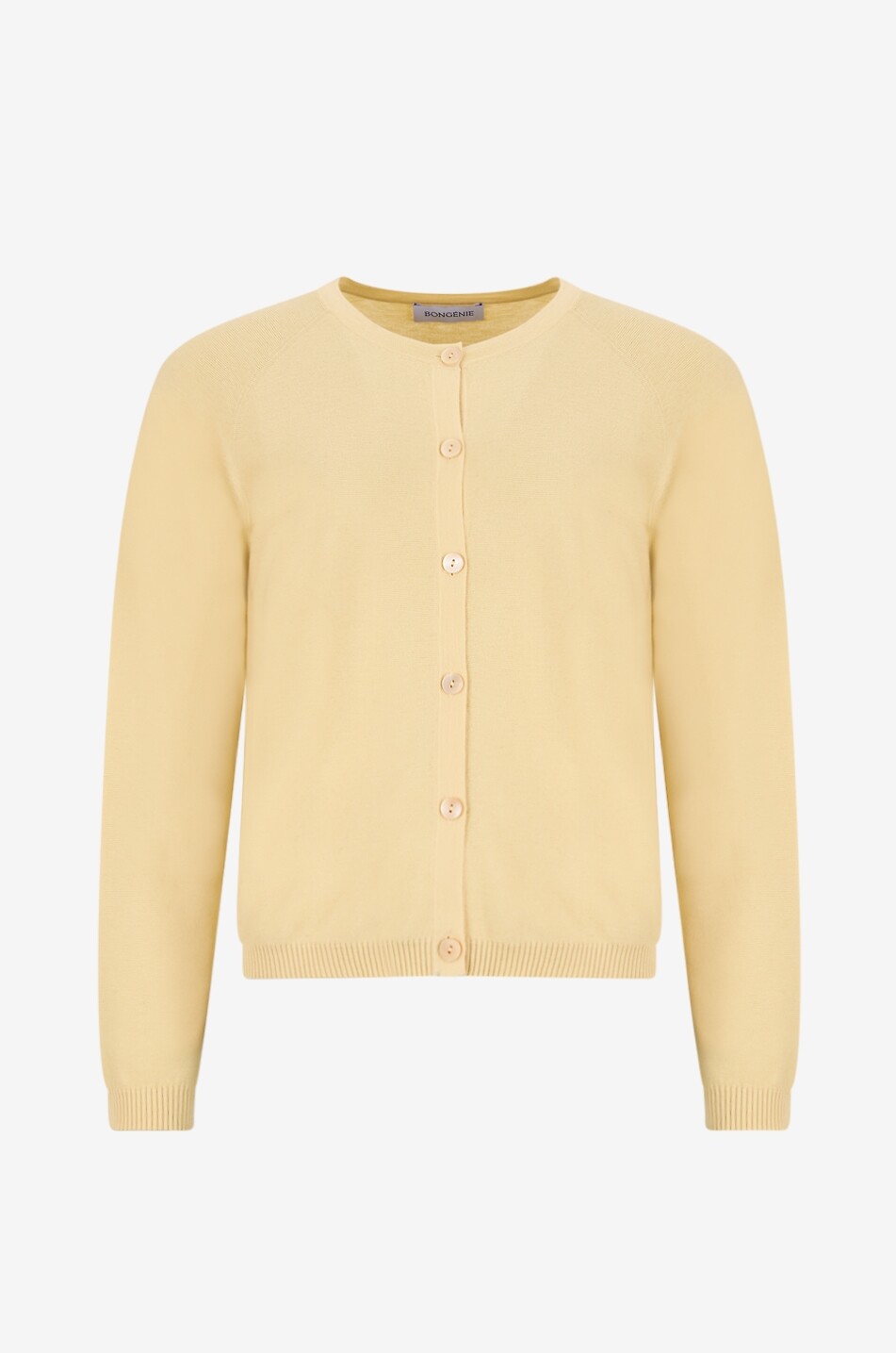 Fine button-down crewneck cotton and cashmere cardigan
