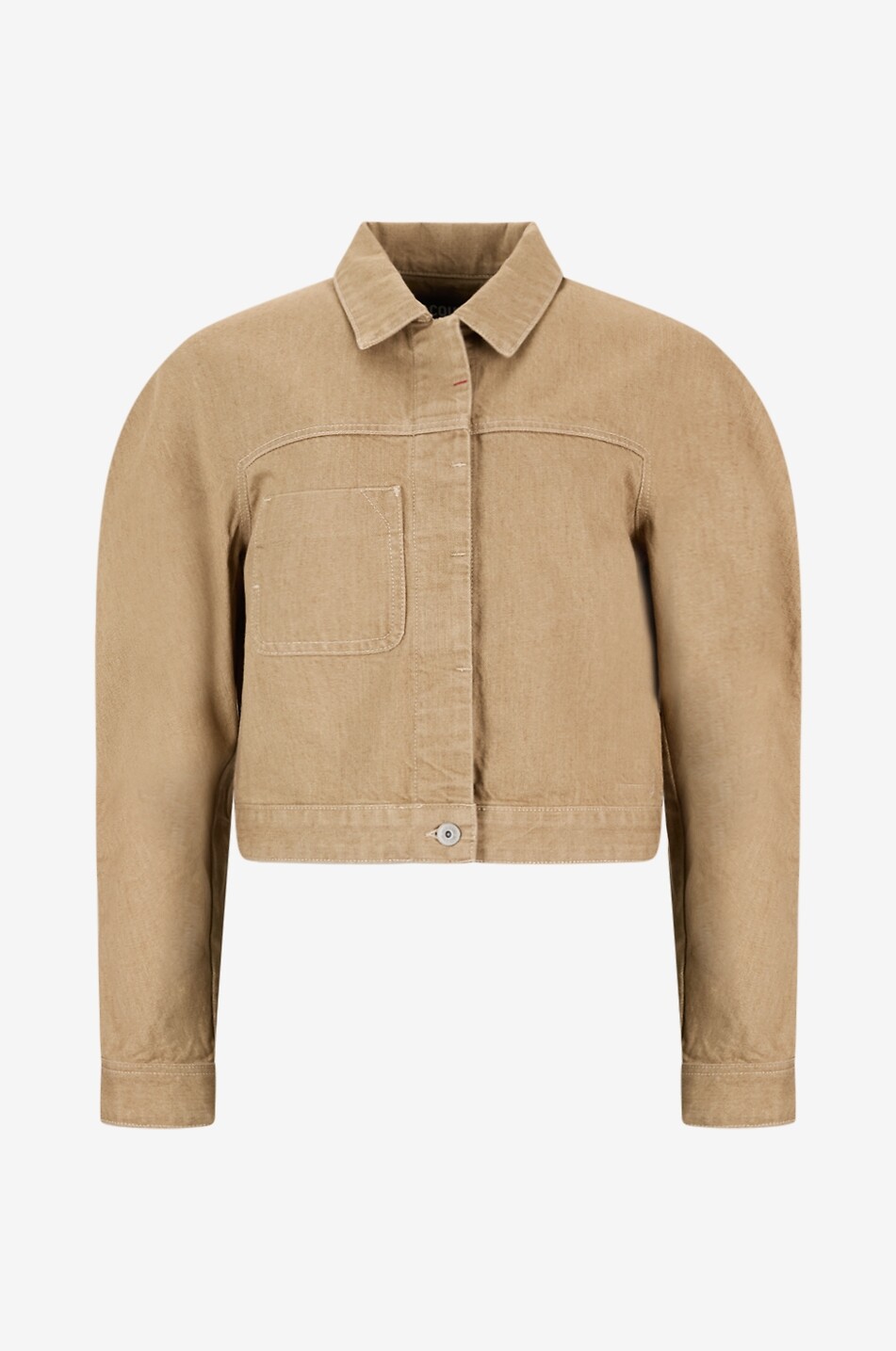 JACQUEMUS La Veste Ovalo Cargo cropped denim jacket Women CAMEL 1