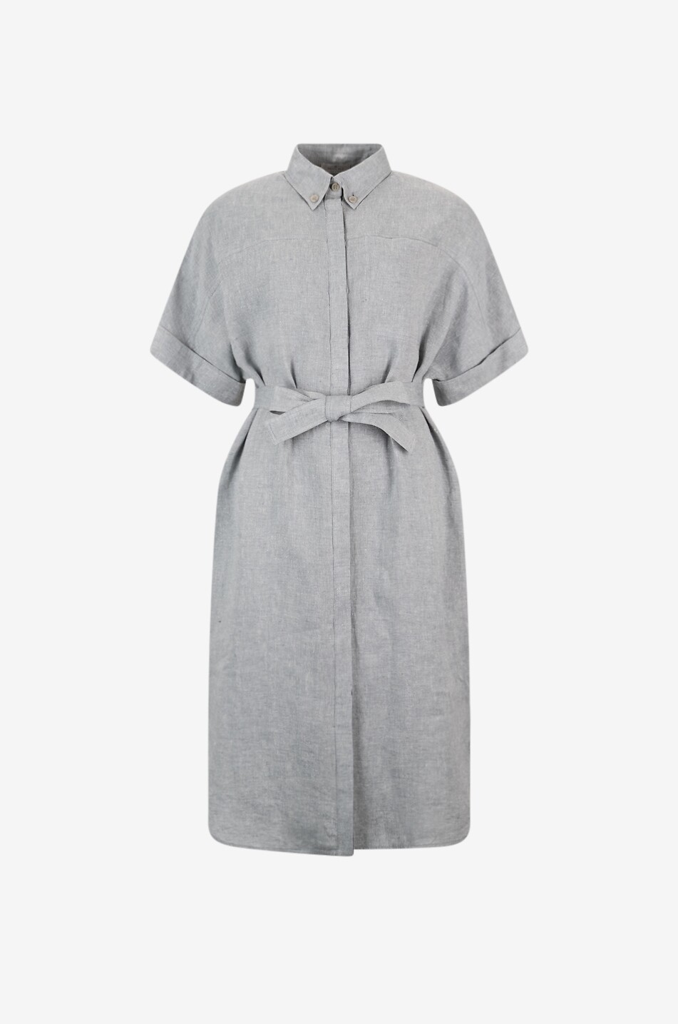 PANICALE Robe chemise midi à manches courtes en lin Femme BLEU CLAIR 1