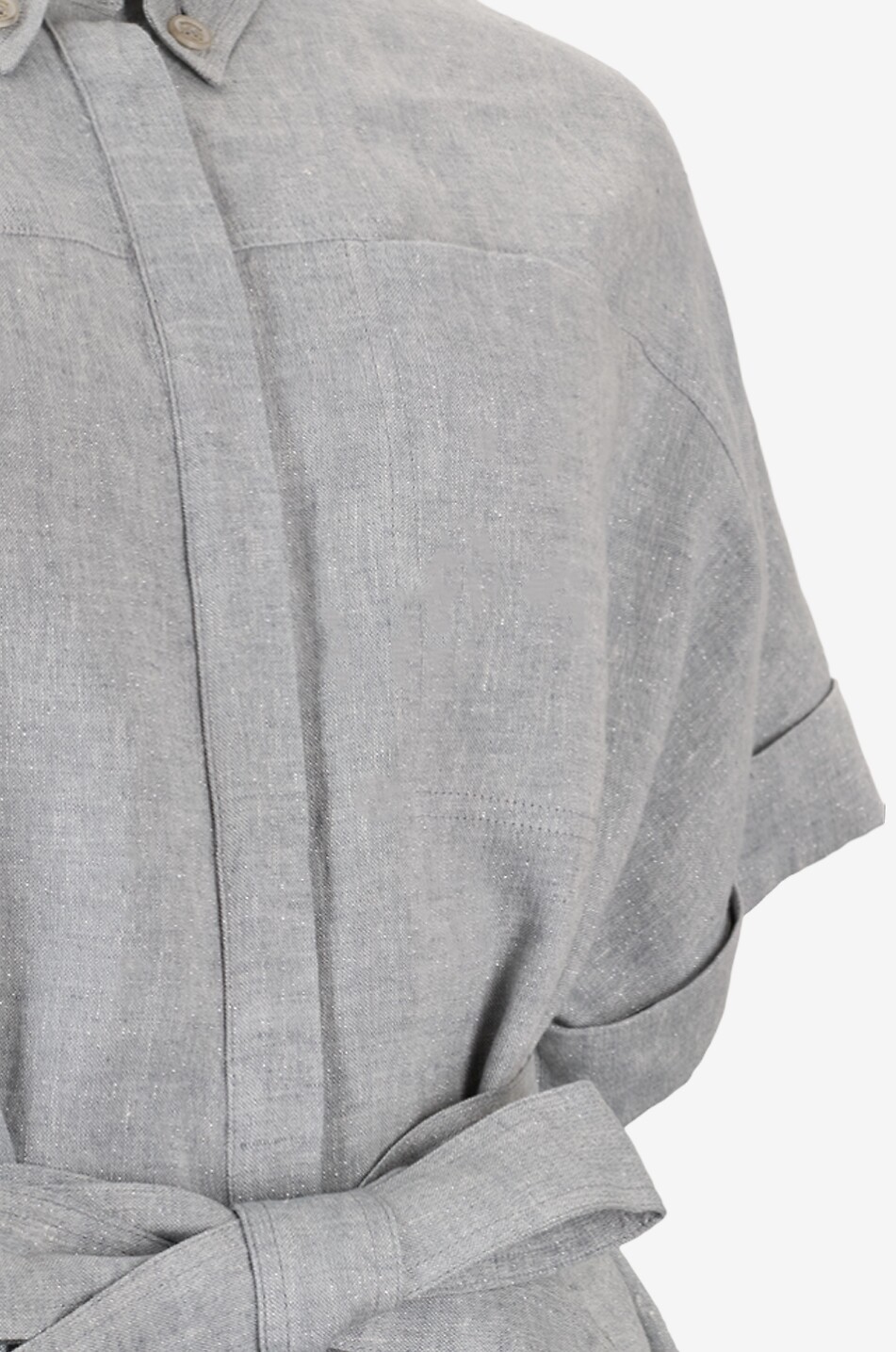 PANICALE Robe chemise midi à manches courtes en lin Femme BLEU CLAIR 6