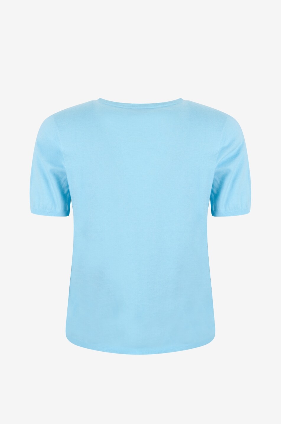 BONGÉNIE Pull fin à manches courtes en coton et cachemire Femme BLEU CLAIR 2