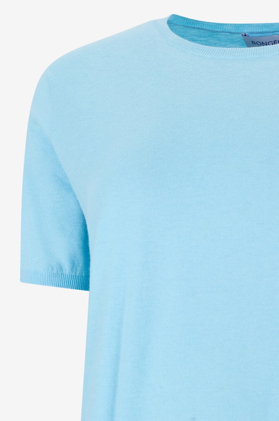 BONGÉNIE Pull fin à manches courtes en coton et cachemire Femme BLEU CLAIR 3