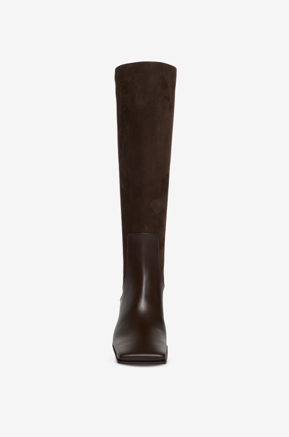 ALAÏA Bottes en cuir lisse et cuir nubuck Square 55 Femme MARRON FONCÉ 2