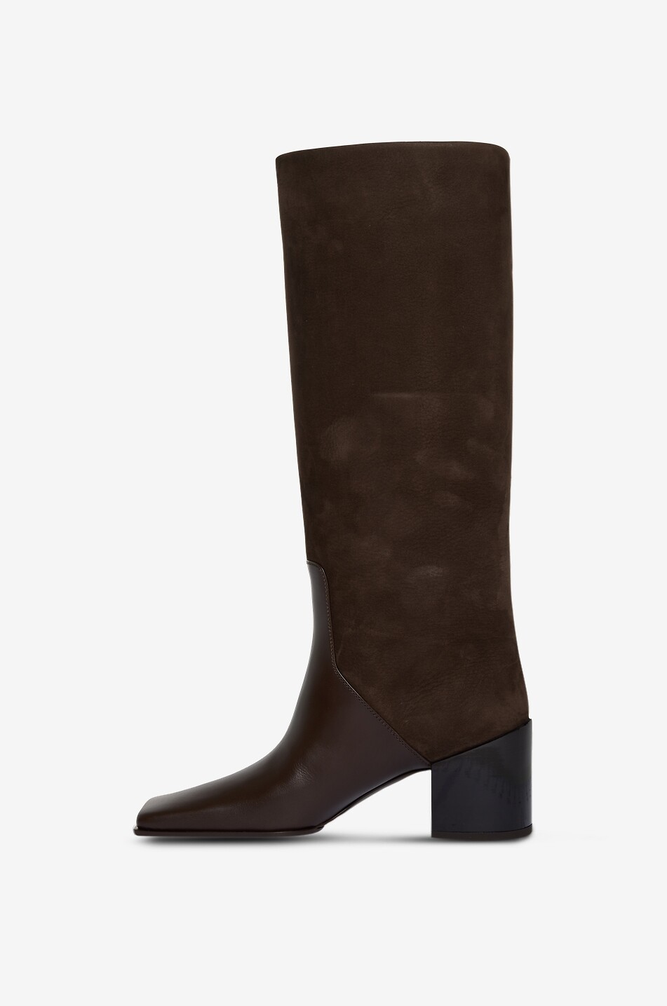 ALAÏA Bottes en cuir lisse et cuir nubuck Square 55 Femme MARRON FONCÉ 3