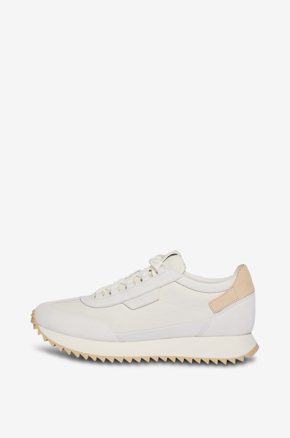 MONCLER Baskets basses en toile et cuir nubuck Pacey2 Homme BLANC 3