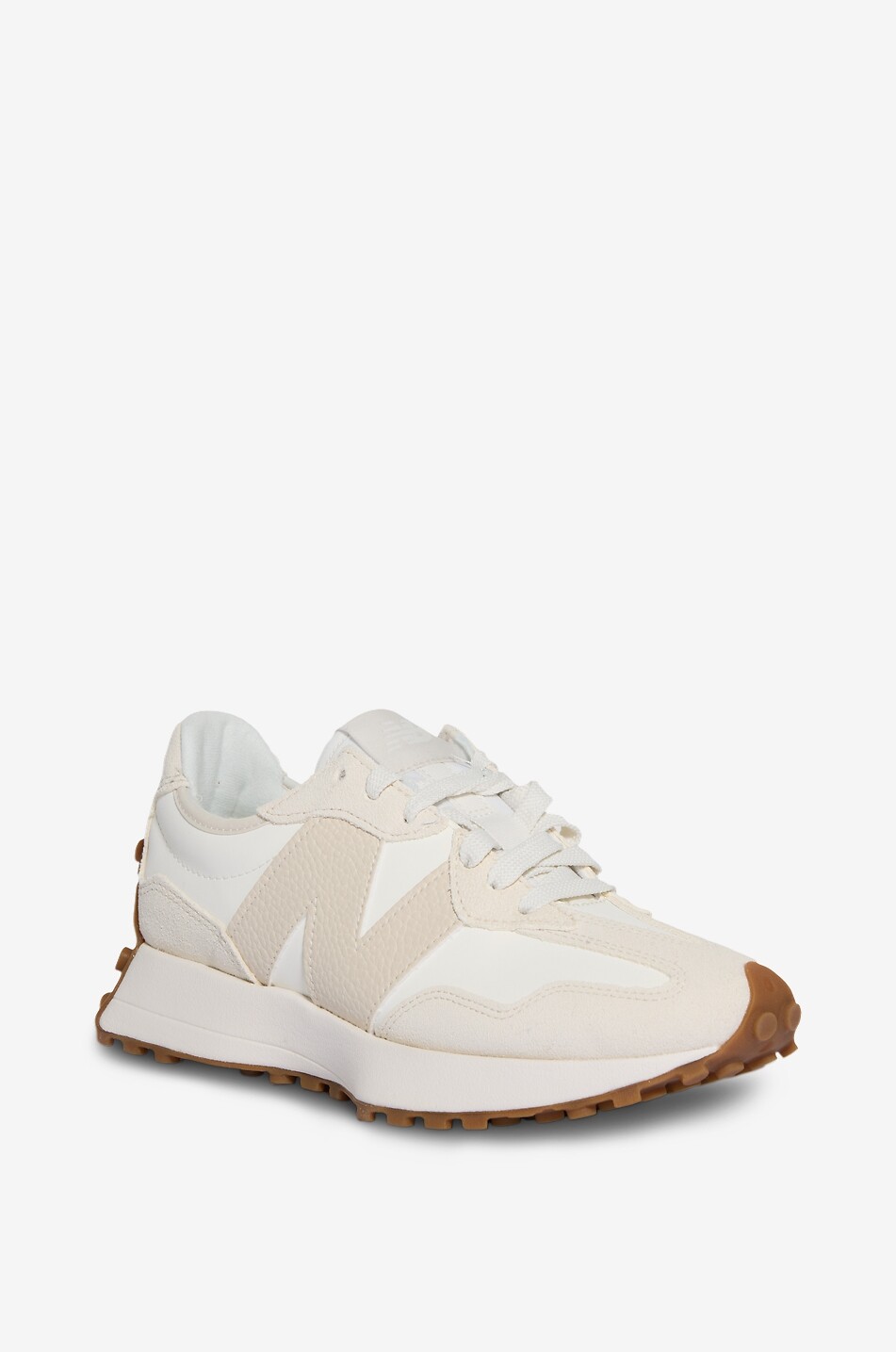NEW BALANCE Niedrige Schnür-Sneakers aus Leder und Wildleder 327 Damen Hellbeige 1