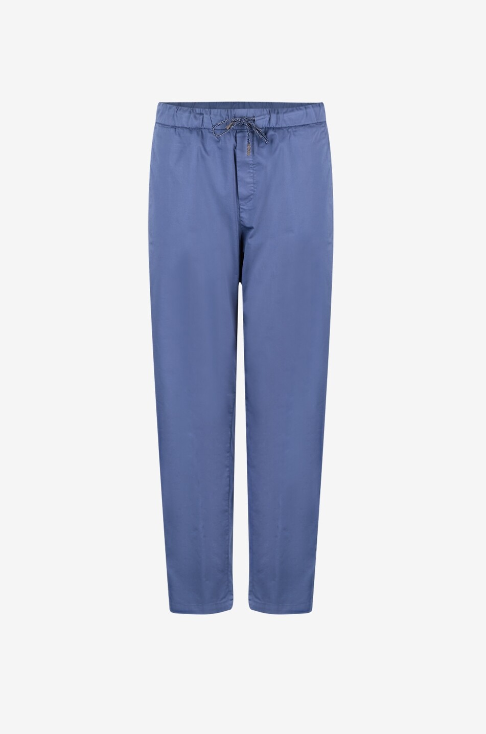 Drawstring waist slim trousers in cotton satin