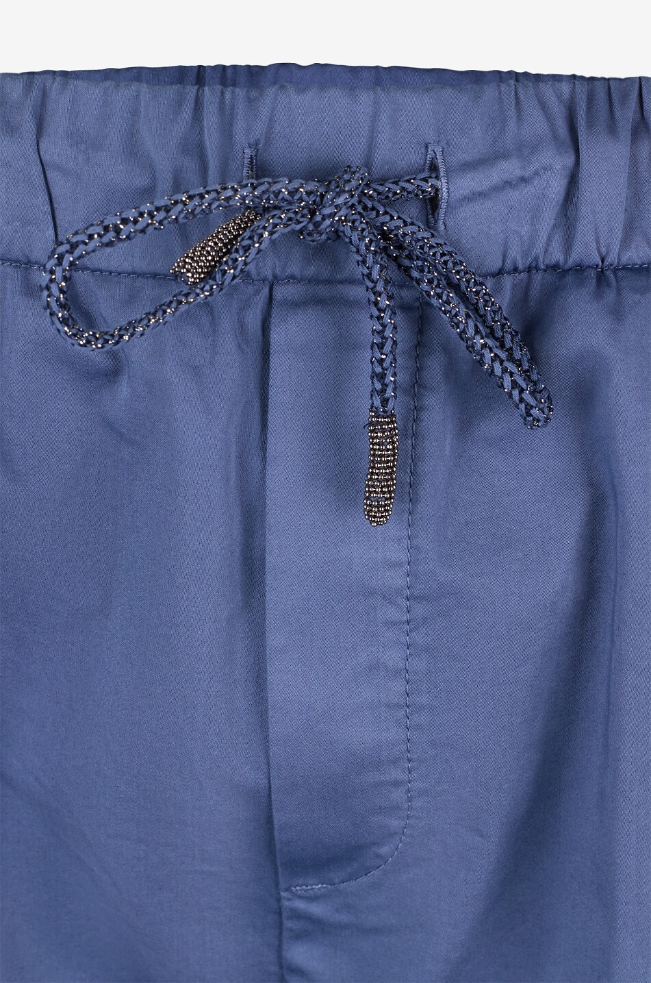 PANICALE Drawstring waist slim trousers in cotton satin Women BLUE 3