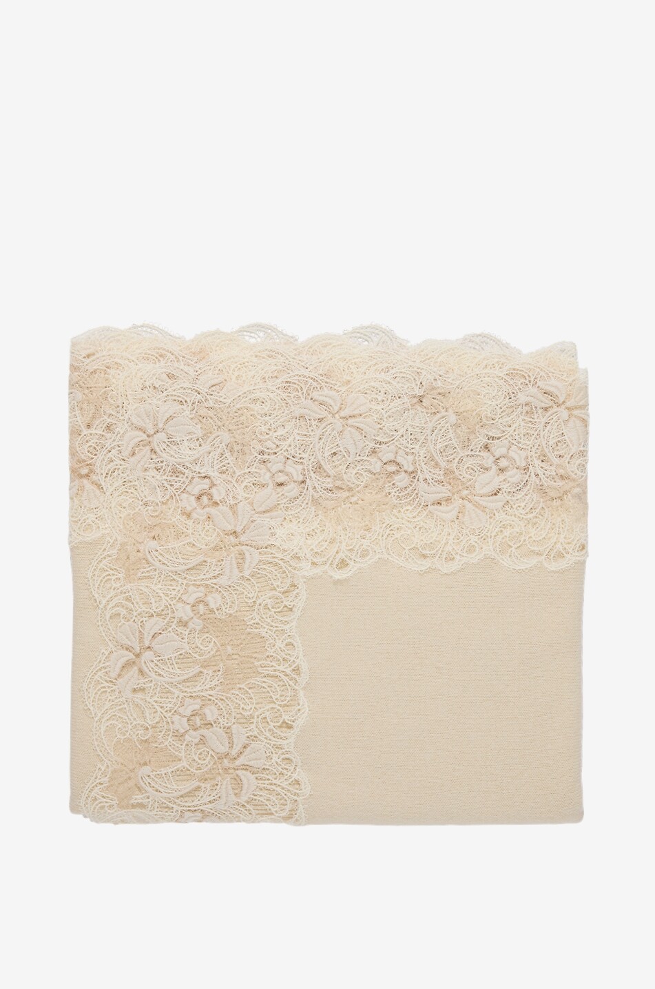 ERMANNO SCERVINO Lace-trimmed knitted cashmere stole Women WHITE 1