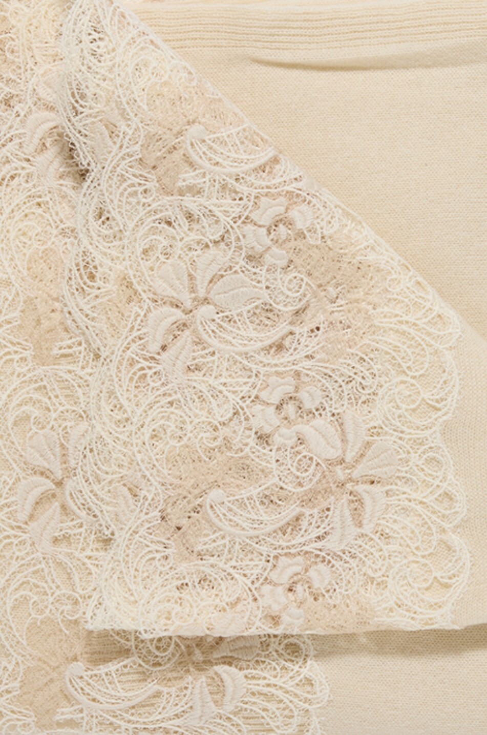 ERMANNO SCERVINO Lace-trimmed knitted cashmere stole Women WHITE 2