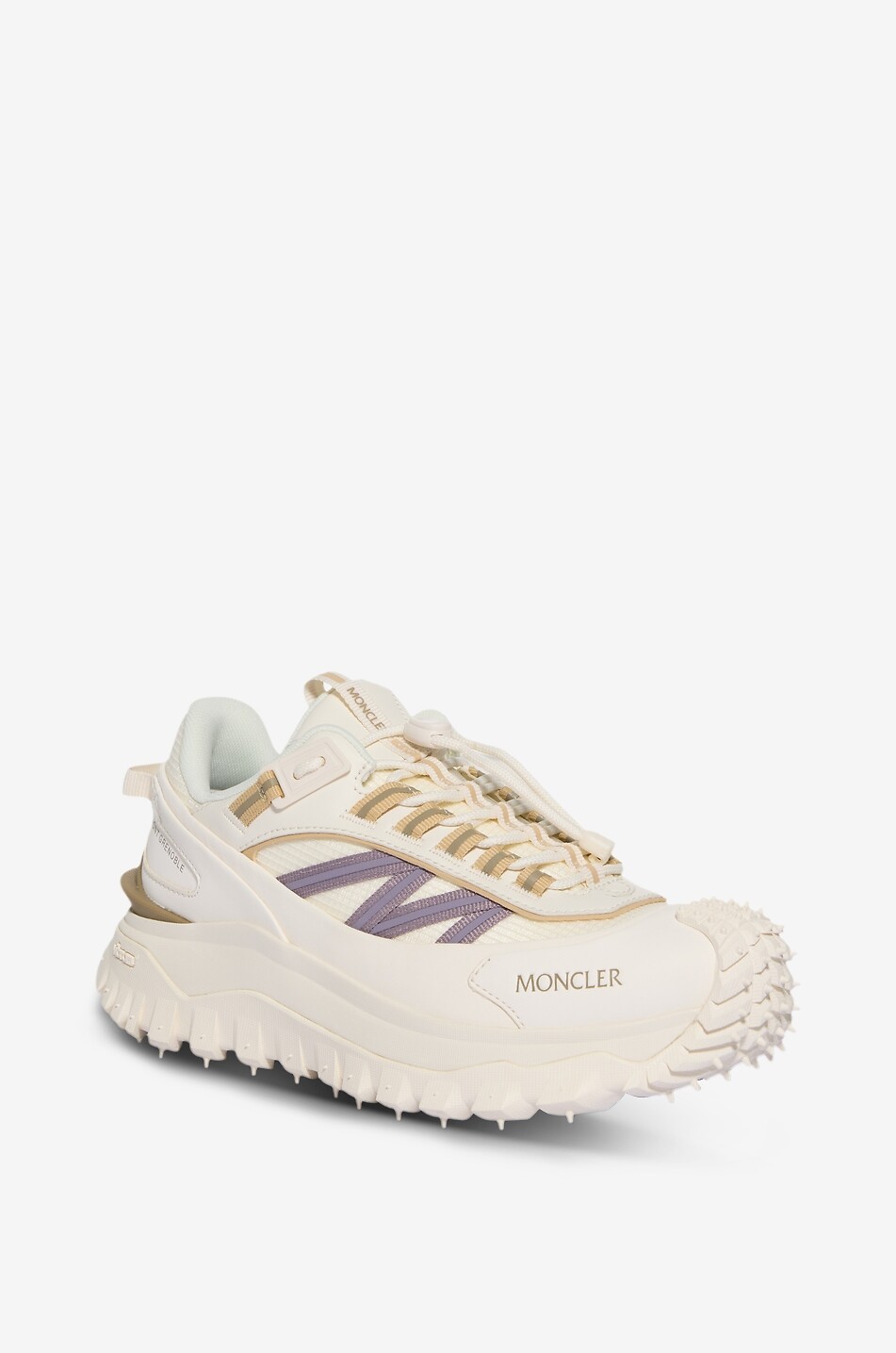 MONCLER Niedrige Schnürsneakers aus Leder und technischen Fasern Trailgrip Damen CREMEFARBEN 1