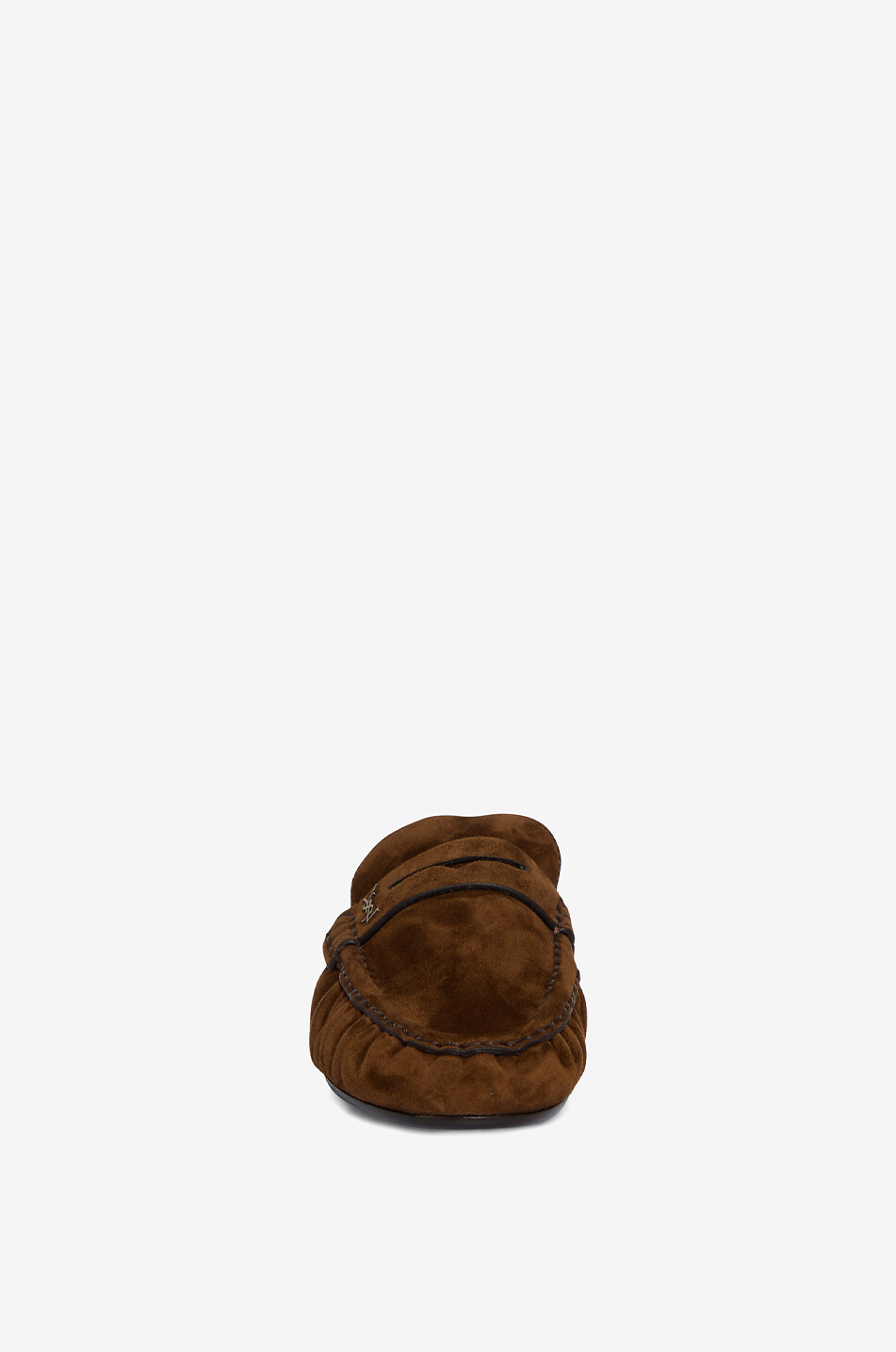 SAINT LAURENT PARIS Flache Pantoletten aus Wildleder Le Loafer 05 Damen DUNKELBRAUN 2
