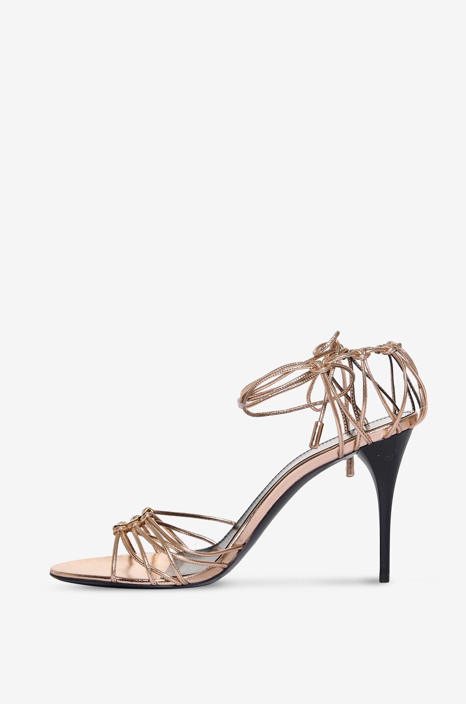 SAINT LAURENT PARIS Babylone 90 metallic leather stiletto heel sandals Women LIGHT PINK 3