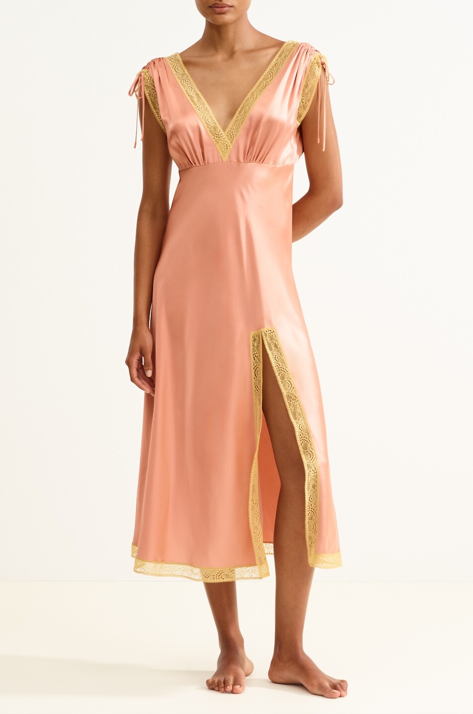 ERES Sophistiquée mid-length silk satin and lace babydoll Women LIGHT PINK 3