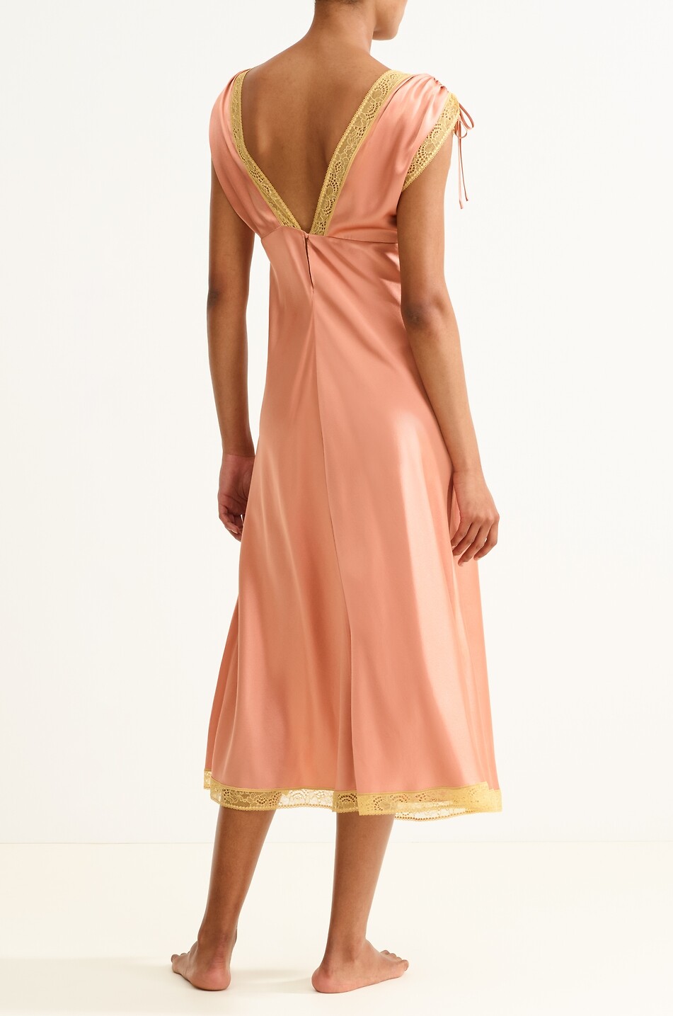 ERES Sophistiquée mid-length silk satin and lace babydoll Women LIGHT PINK 4