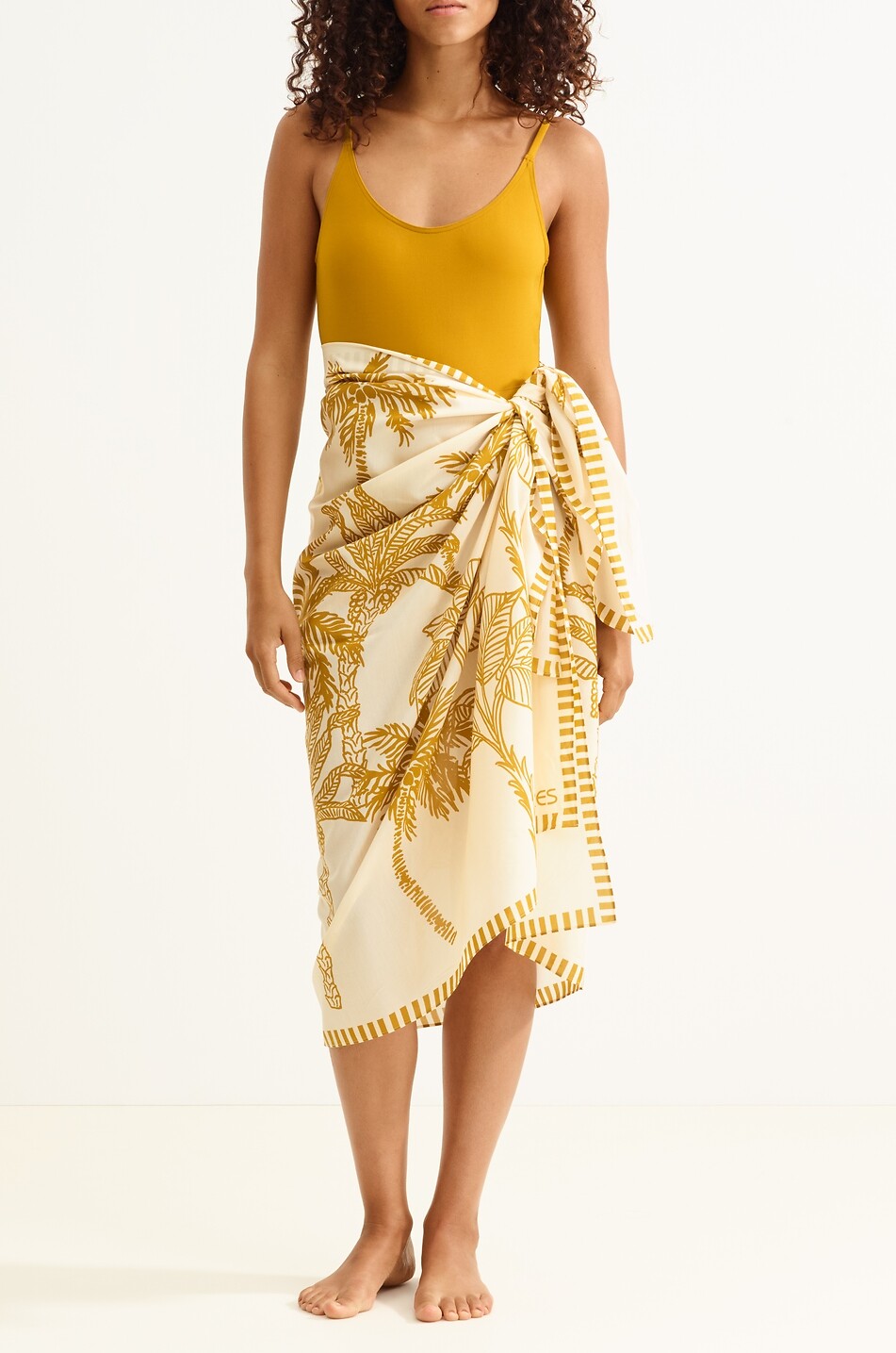 ERES Paréo rectangulaire en coton et soie Jungle Femme JAUNE 3