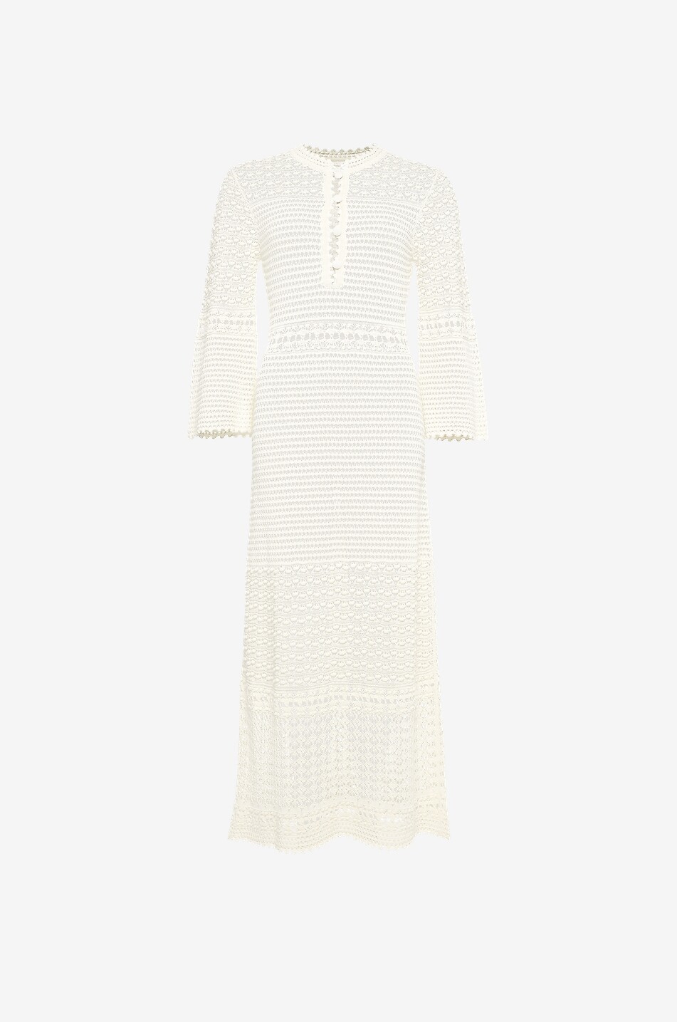 Madone long openwork knit dress with flared sleeves