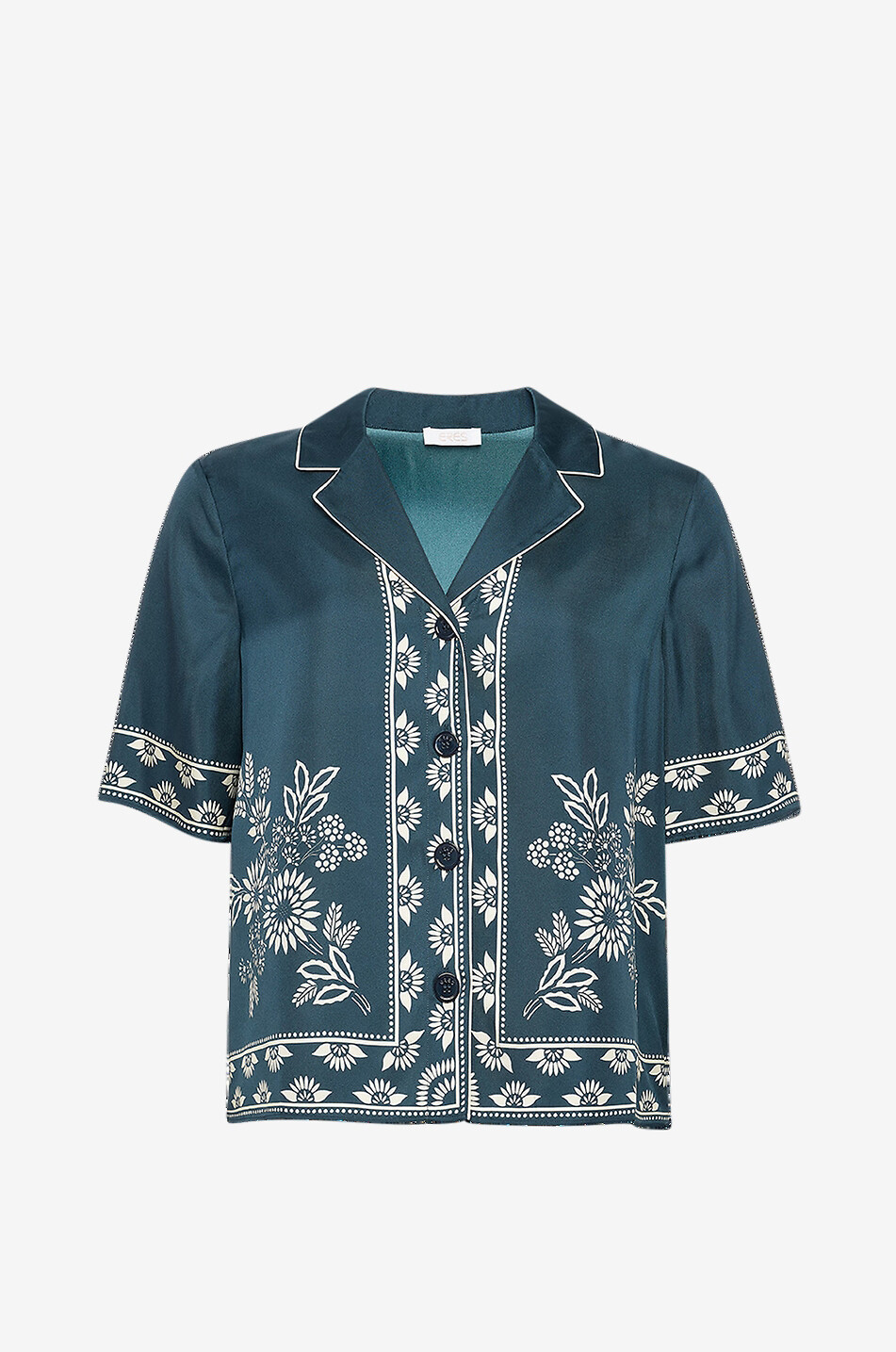 Chemise de pyjama en soie imprimée Mentholée