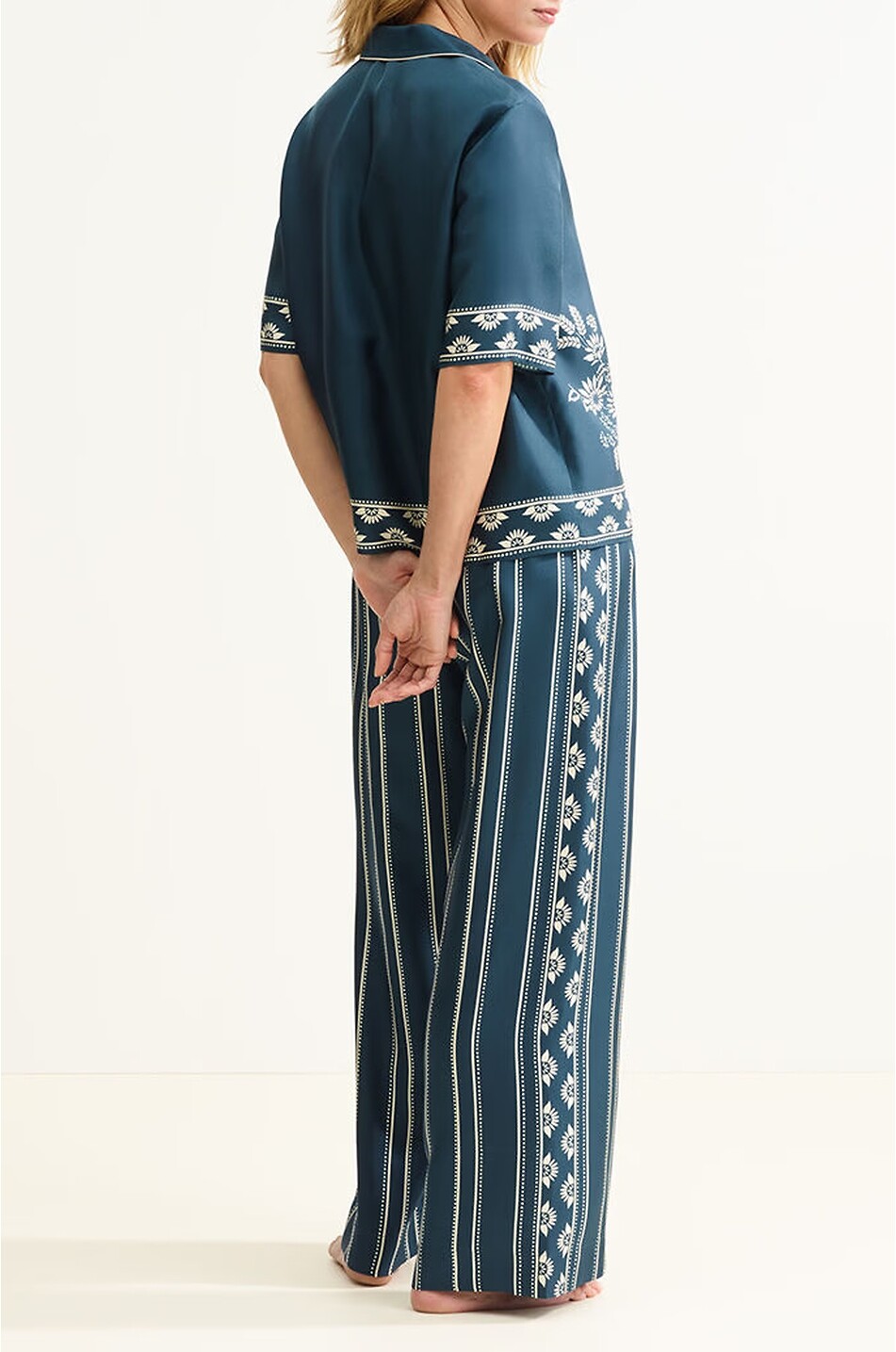 ERES Chemise de pyjama en soie imprimée Mentholée Femme BLEU 4