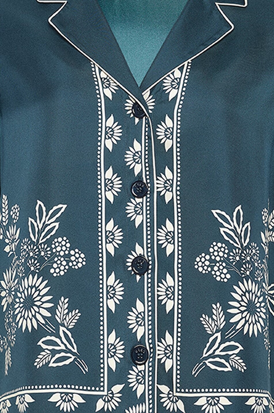 Chemise de pyjama en soie imprimée Mentholée