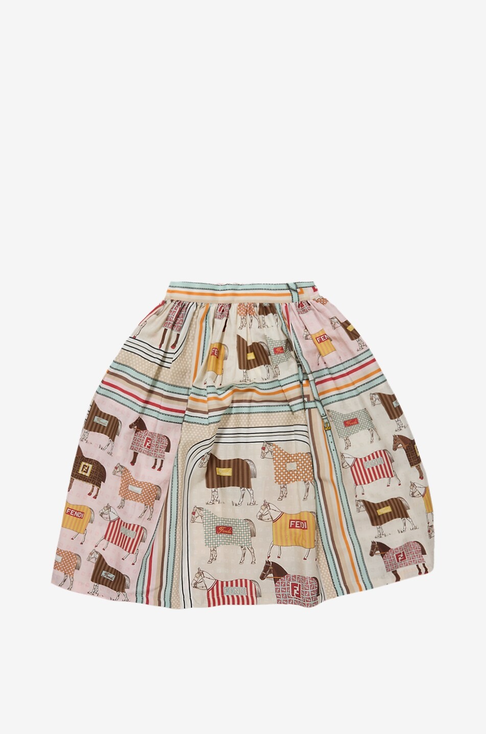Jupe longue en coton et soie fille Fendi Horses