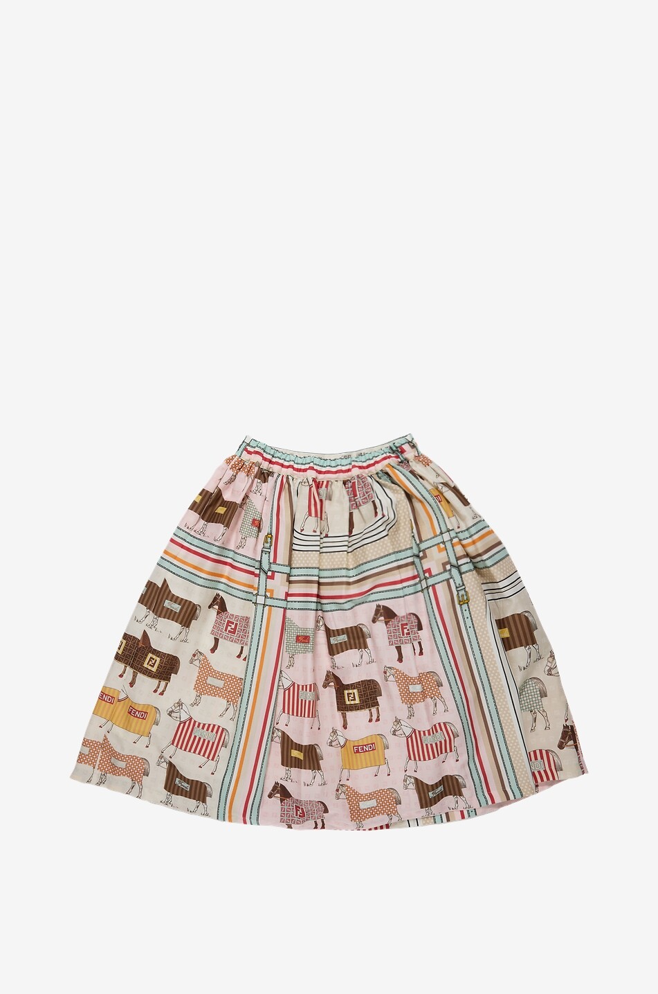 FENDI Jupe longue en coton et soie fille Fendi Horses Fille ROSE CLAIR 2