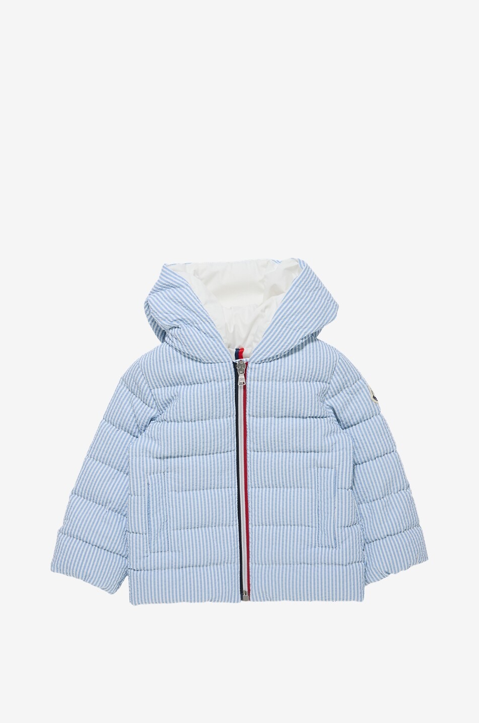 Leichte Baby-Daunenjacke mit Kapuze aus Seersucker Haluk