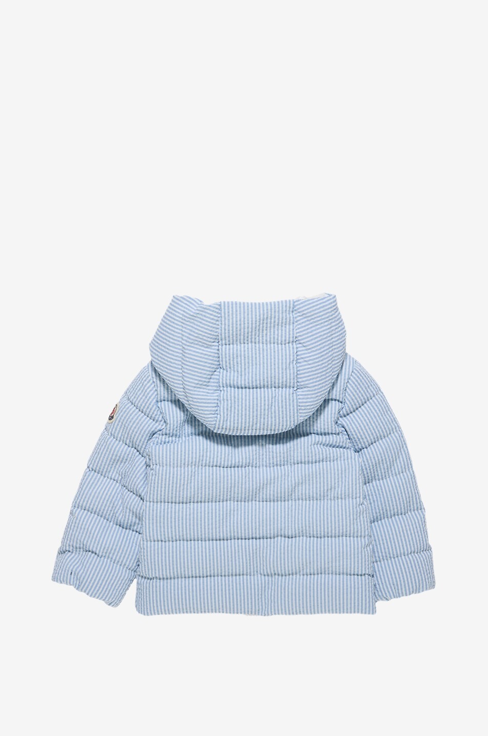 MONCLER Leichte Baby-Daunenjacke mit Kapuze aus Seersucker Haluk Baby HELLBLAU 2