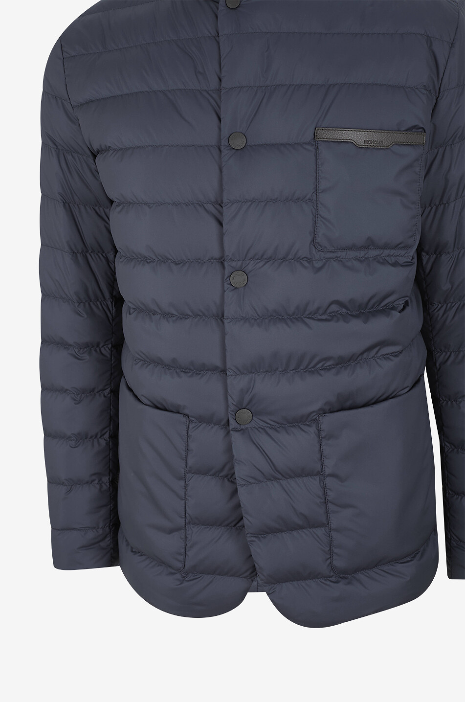 MONCLER Leichte Daunenjacke im Blazer-Schnitt aus Airsoft und Leder Kenai Herren DUNKELBLAU 3
