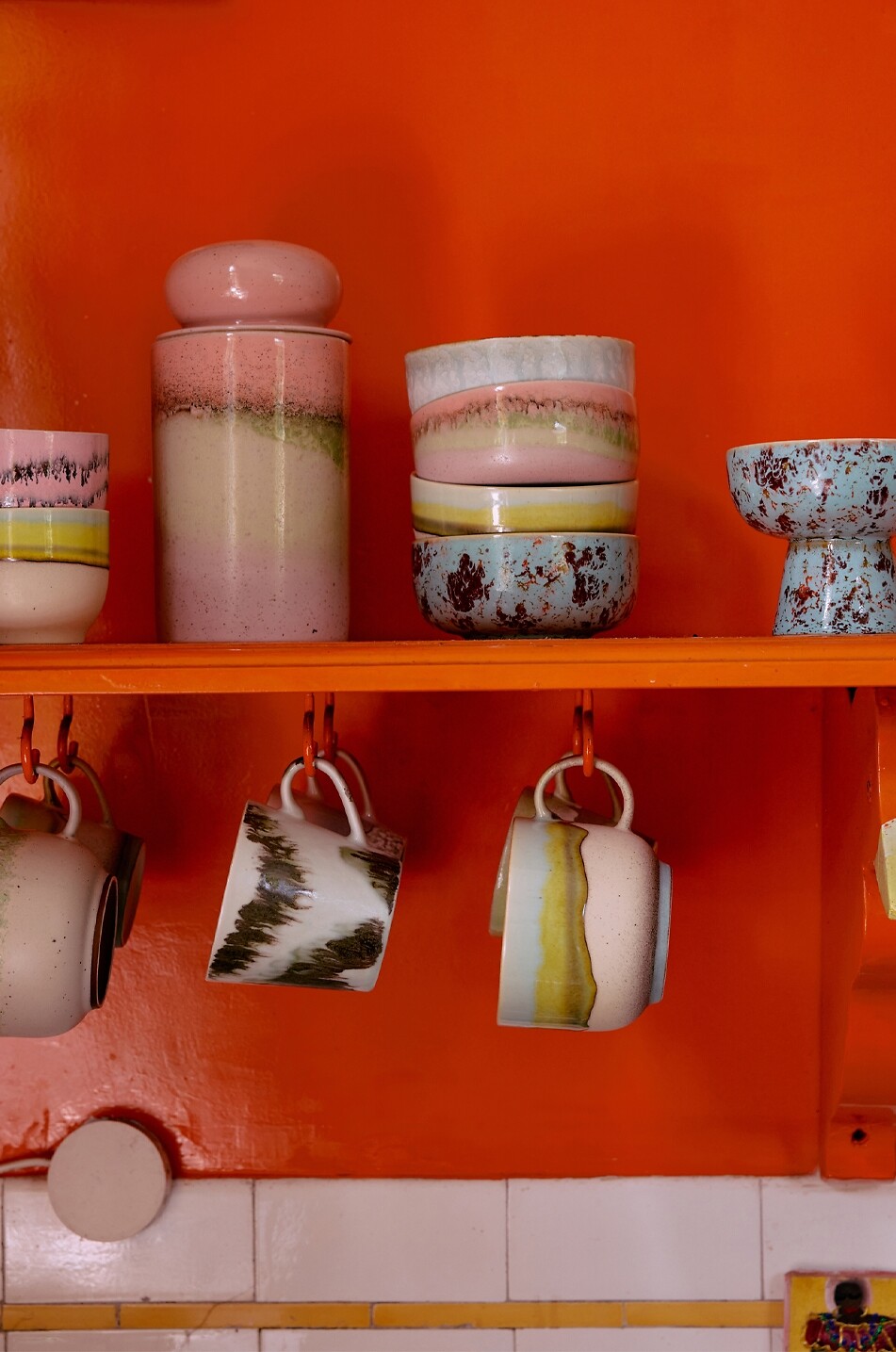 HKLIVING Vorratsdose aus Steinzeug 70s Ceramics 11 cm Haus BUNT 3