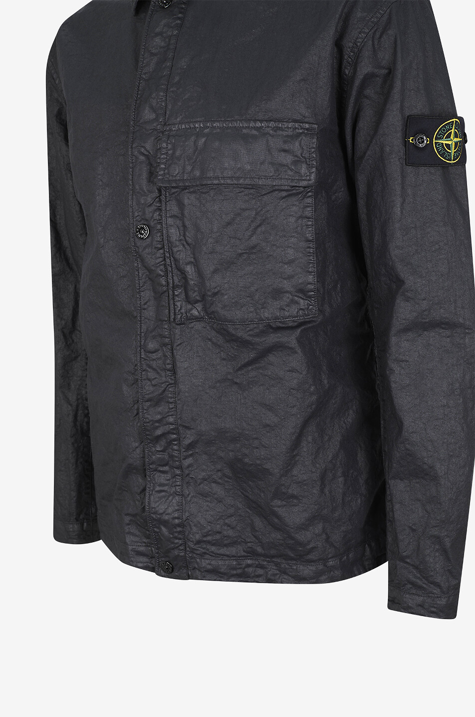 STONE ISLAND Weites Überhemd in beschichteter Optik 1200003 Organic-Look Nylon Panama-TC Herren SCHWARZ 3