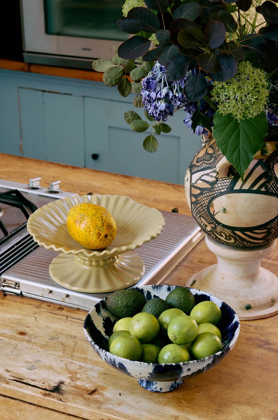 HKLIVING Schale aus Terrakotta auf Fuss Indigo - H11 Haus BLAU 4