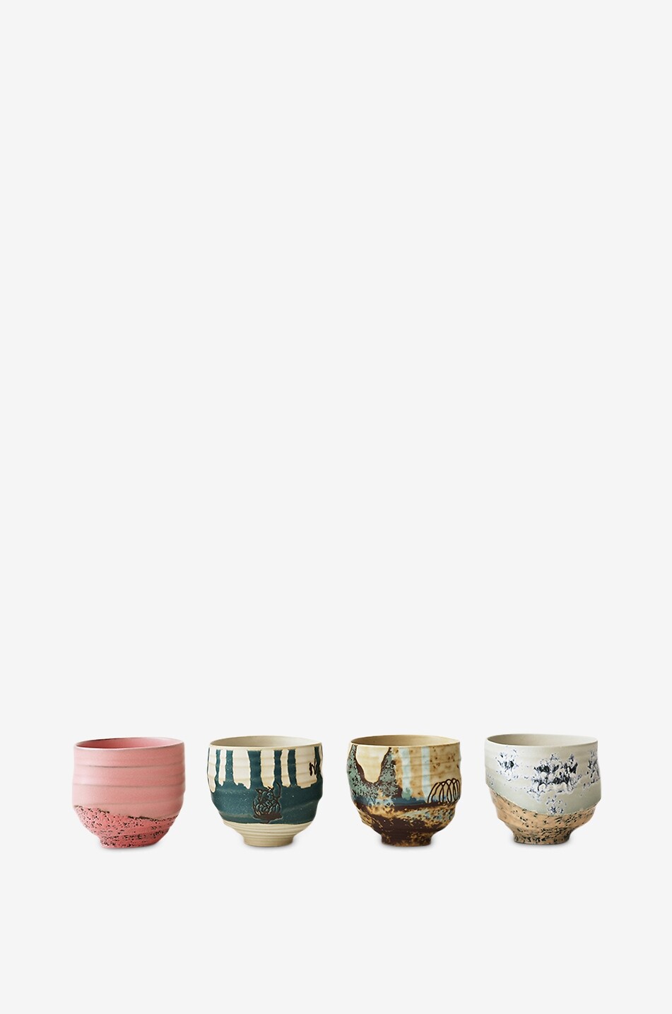 HKLIVING Artist Ceramics set of 4 stoneware coffee mugs - H8 Home MULTI COLOURED 1