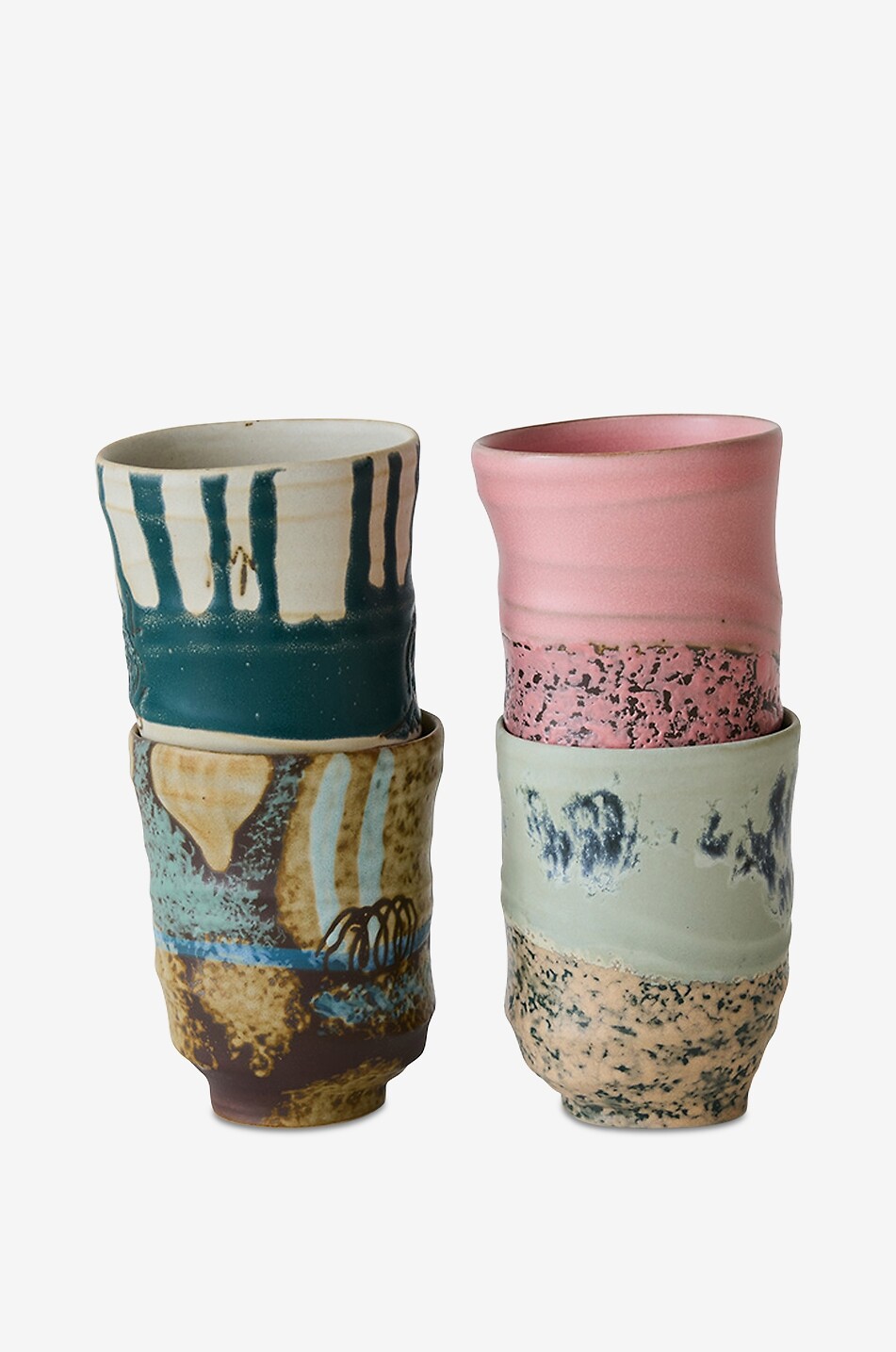 Set of four stoneware coffee cups