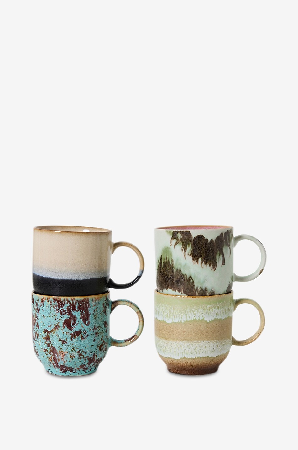 HKLIVING Lot de 4 tasses à café en grès 70s Ceramics - H8 Maison MULTICOLORE 1
