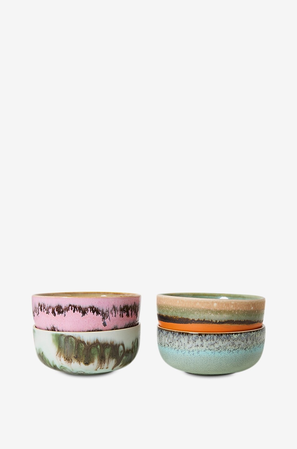 HKLIVING Lot de 4 bols à tapas en grès 70s Ceramics - H5 Maison MULTICOLORE 1