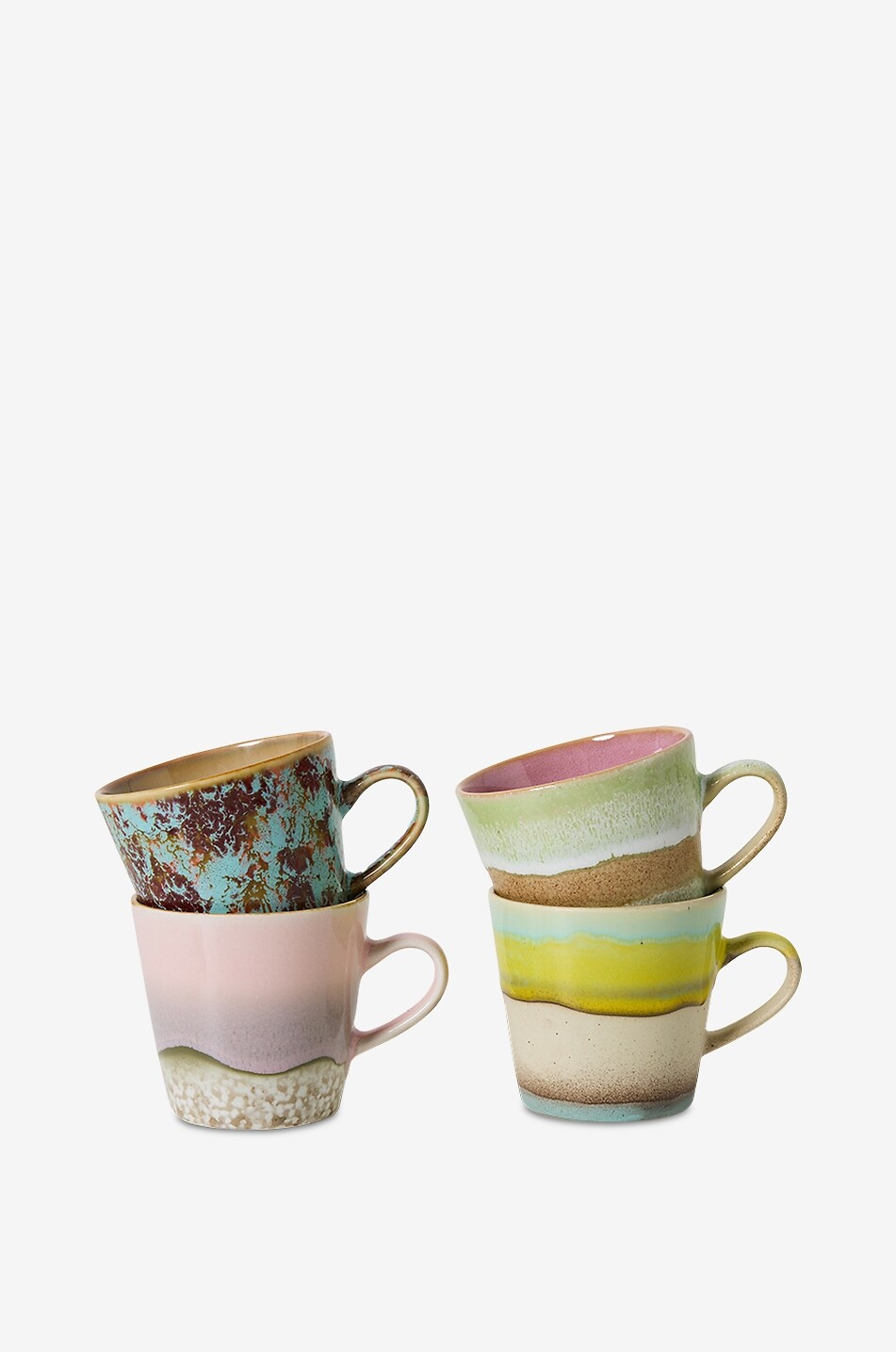 70s Ceramics Rococo set of 4 stoneware americano mugs - H8