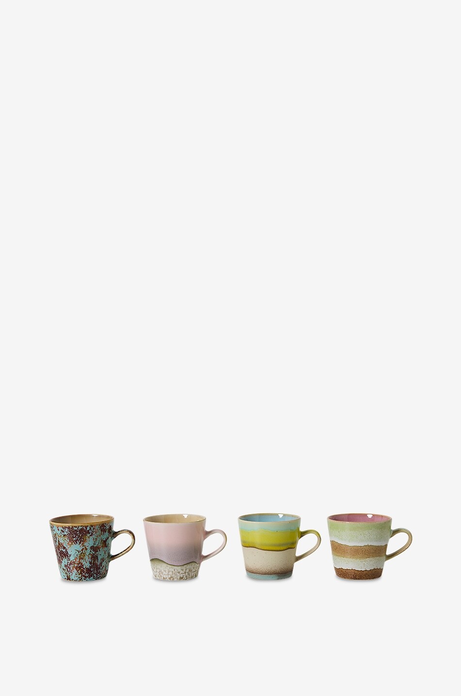 HKLIVING 70s Ceramics Rococo set of 4 stoneware americano mugs - H8 Home MULTI COLOURED 2