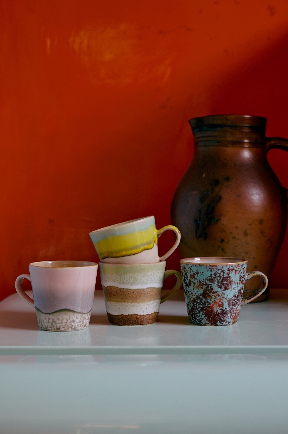 HKLIVING 70s Ceramics Rococo set of 4 stoneware americano mugs - H8 Home MULTI COLOURED 3