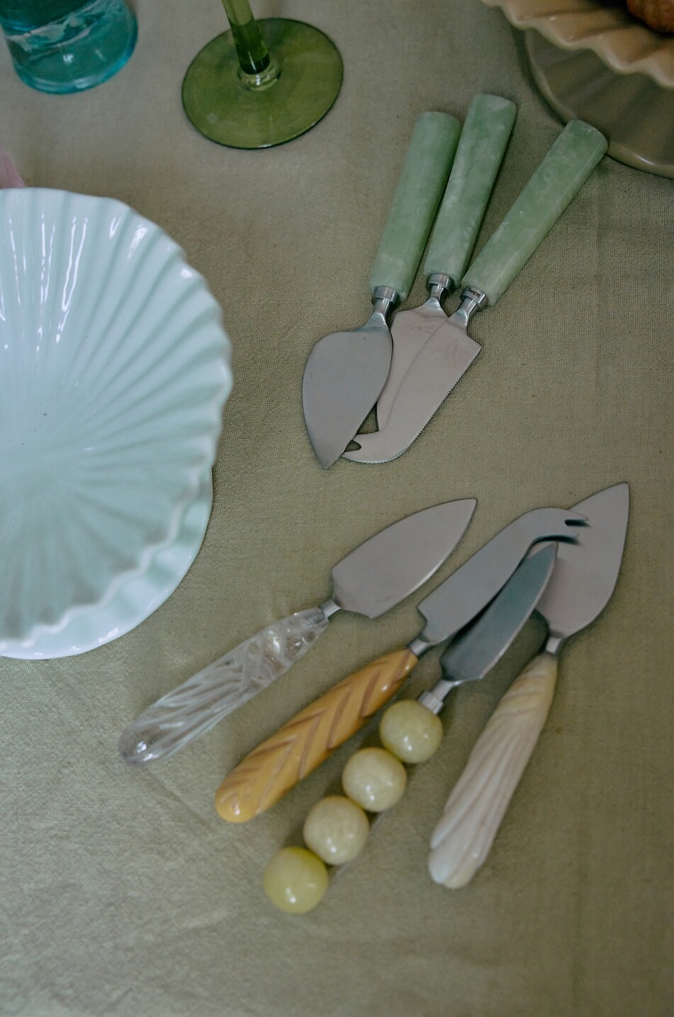 HKLIVING Lot de 3 couteaux à fromage en polyrésine Cream Maison BLANC 2