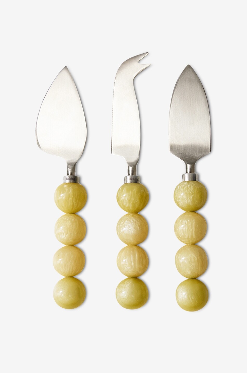 Dreiteiliges Käsemesser-Set aus Polyharz mit Zitronenmotiv