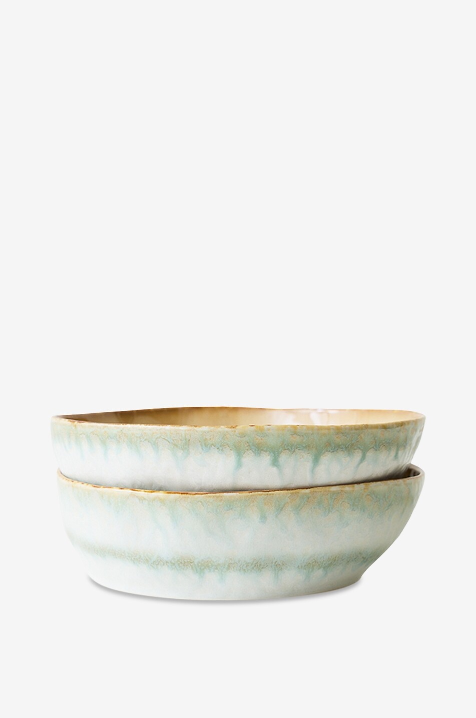 Set aus zwei Suppentellern aus Steinzeug 70s Ceramics