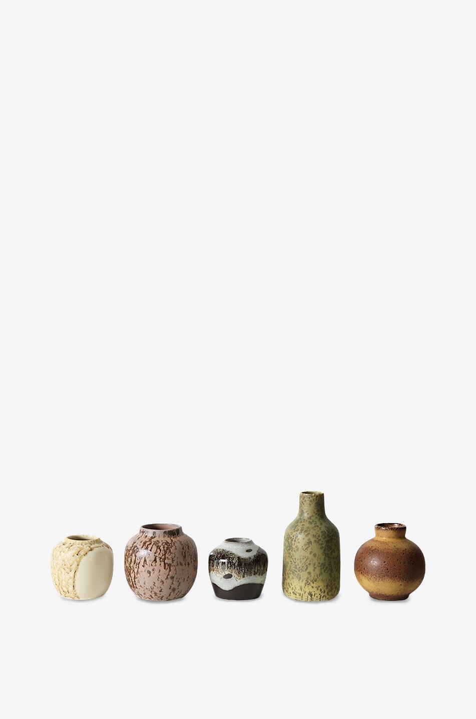 HKLIVING 70s Ceramics set of five small stoneware vases Home MULTI COLOURED 1