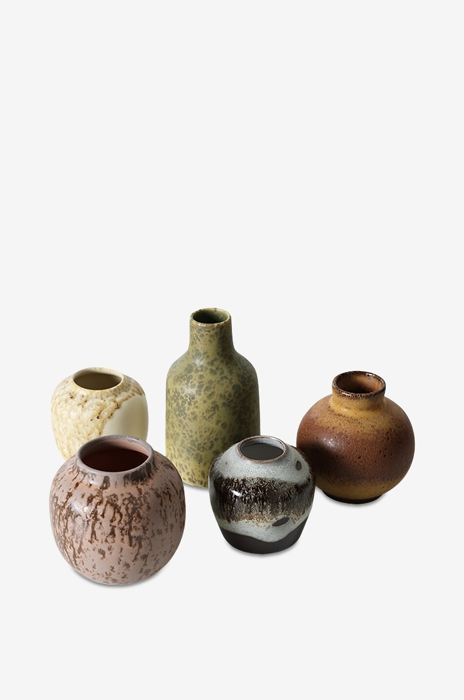 HKLIVING 70s Ceramics set of five small stoneware vases Home MULTI COLOURED 2